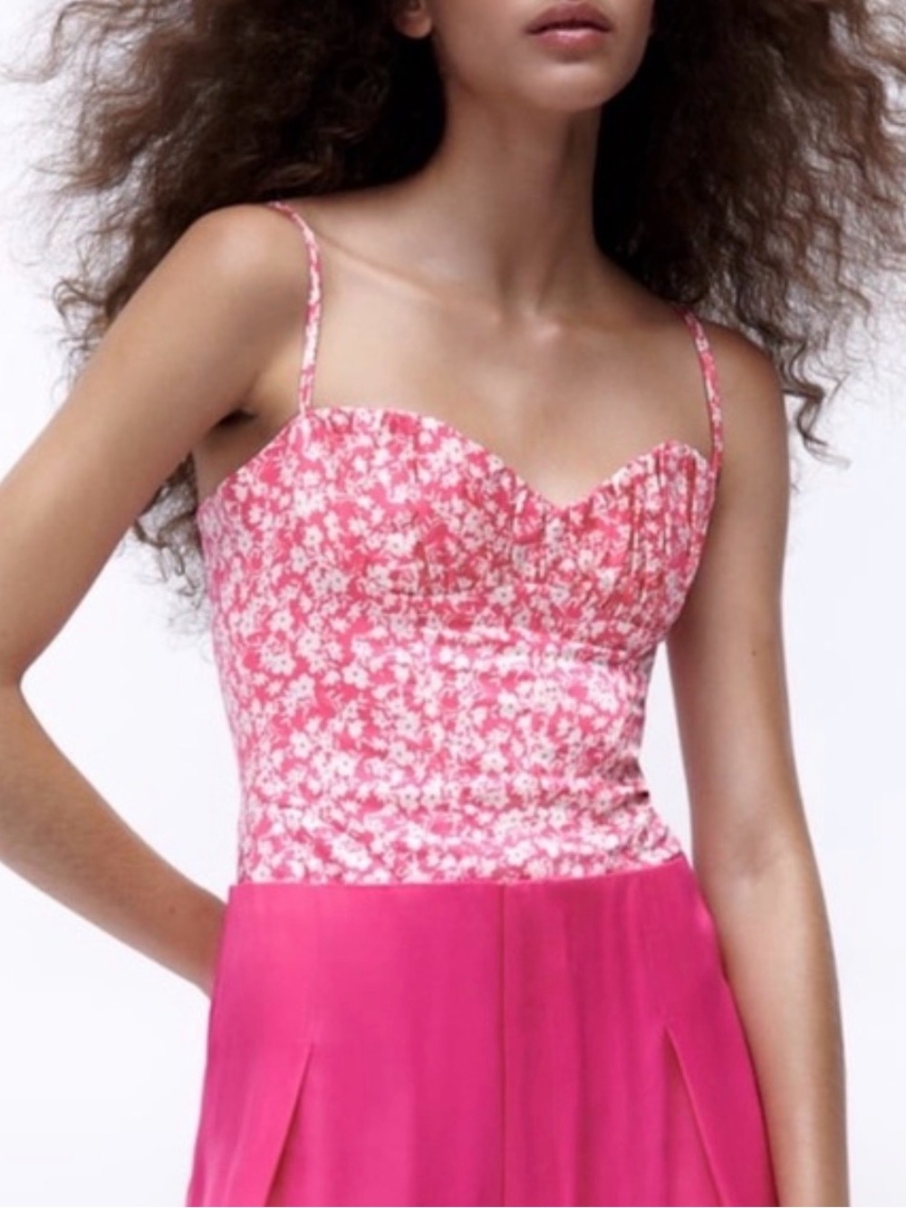 Zara Pink Floral Corset Bodysuit – Size M – NWT